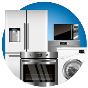 Fridge, microwave, built-in oven and washing machine