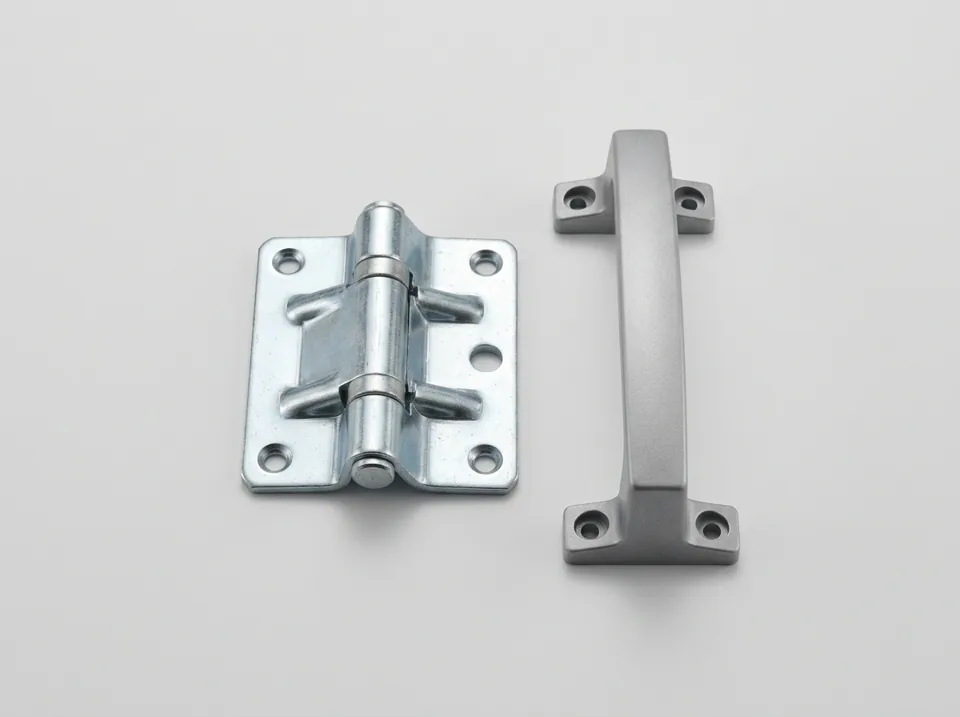 Fridge door hinge and handle